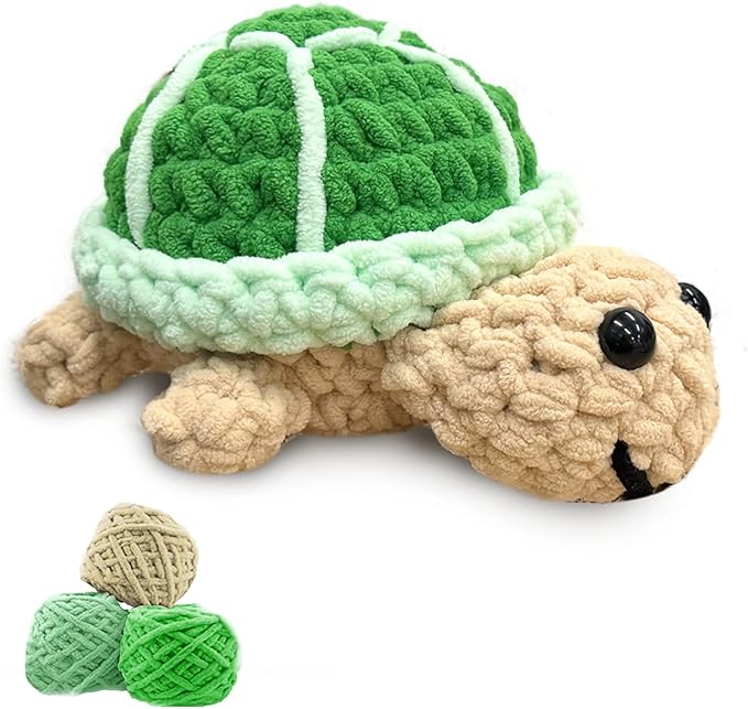 Utook Crochet Kit for Beginners, 6-Pack Crochet Animal Kit,Crochet Kits for Beginners Adults and Children, with Instructional Videos and Paper tutorials, Handmade Crafts, Holiday Gifts (Turtle)