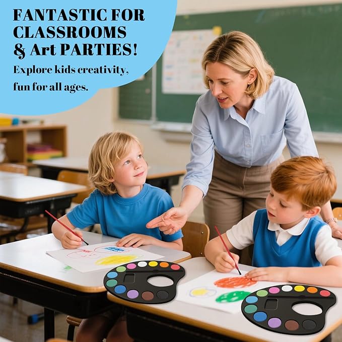 24 Pack Watercolor Paint Set Bulk, with 12 Vibrant Colors and 24 Brushes, Washable Water Color Paint Sets for Kids and Adults, Ideal Gift for Art Party Favors, School Classroom Supplies