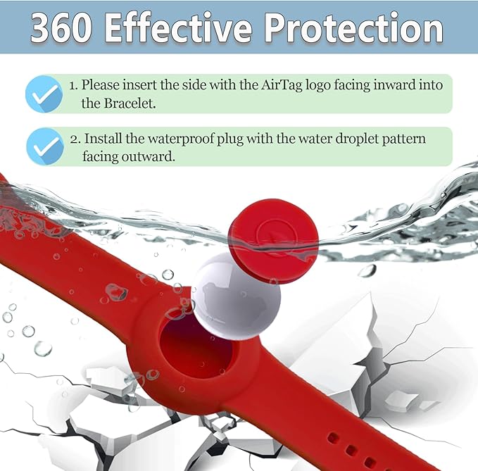 Waterproof Bracelet for AirTag Kids, Personalized Initial Letter Hidden Holder Compatible with Air Tag, Silicone Case for Airtag Adjustable Anti-Lost GPS Tracker for Toddler Child Elder, P