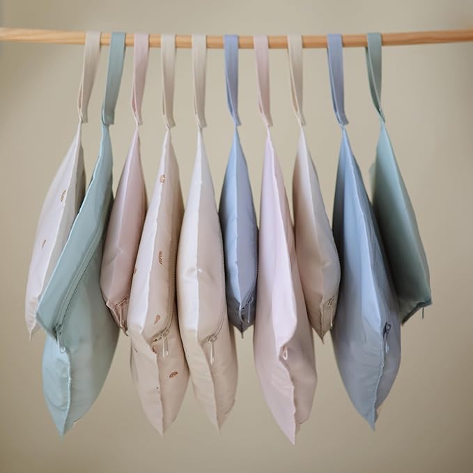 mushie Water Resistant Wet Bags | Large & Small Reusable Storage Bag for Baby Items and Travel | Zippered Pockets with Handle | Machine Washable, Set of 2 (Rainbows)