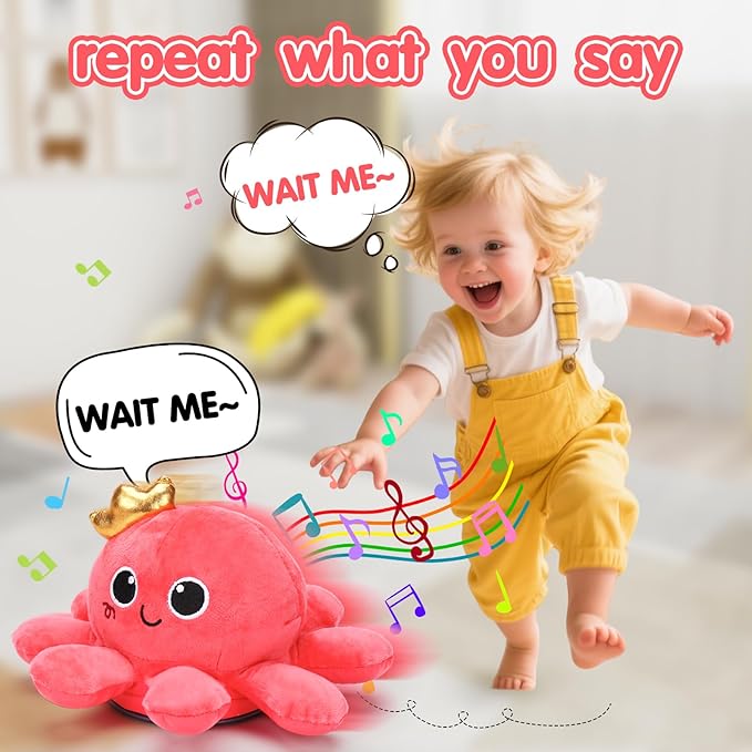 Baby Crawling & Walking Toys 6-12 Months Musical Octopus Plush Light up Stuffed Animal Dancing 1 Year Old Girl Gifts Music Sensory Walking Toy 0-6 7 8 9 Months Learning Newborn Baby Girl Birthday Gift