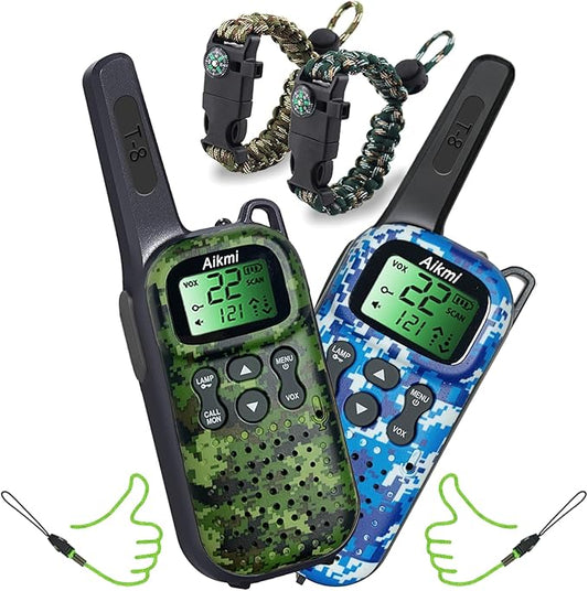 Toys for Boys Walkie Talkies for Kids 5 6 7 8 Year Old Boy Pretend Play Police Military Spy Hunt Camp Outdoor Toys for Kids Birthday Present Boys Gifts (Green Blue)