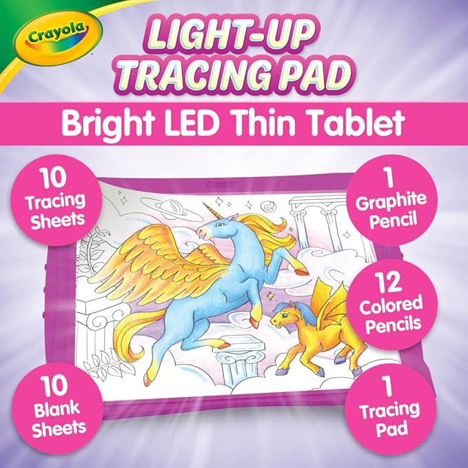 Crayola Light Up Tracing Pad - Pink, Writing & Drawing Art Kit for Kids, Kids Toys & Games, Tracing Light Box, Sketching Gifts for Girls & Boys, 6+ [Amazon Exclusive]