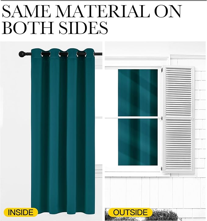 NICETOWN Teal Blackout Curtains 84inch Length 2 Panels Set, Grommet Chic Thermal Insulated Room Darkening Window Treatments for Bedroom/Living Room, W52 x L84