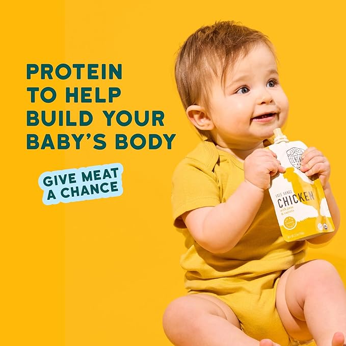 Serenity Kids 6+ Months Baby Food Chicken Pouch Puree - Ethically Sourced Free-Range Chicken & Organic Peas & Carrots - No Added Sugar & Protein-Rich & BPA-Free Toddler Food - 3.5 Oz, 12 Pack