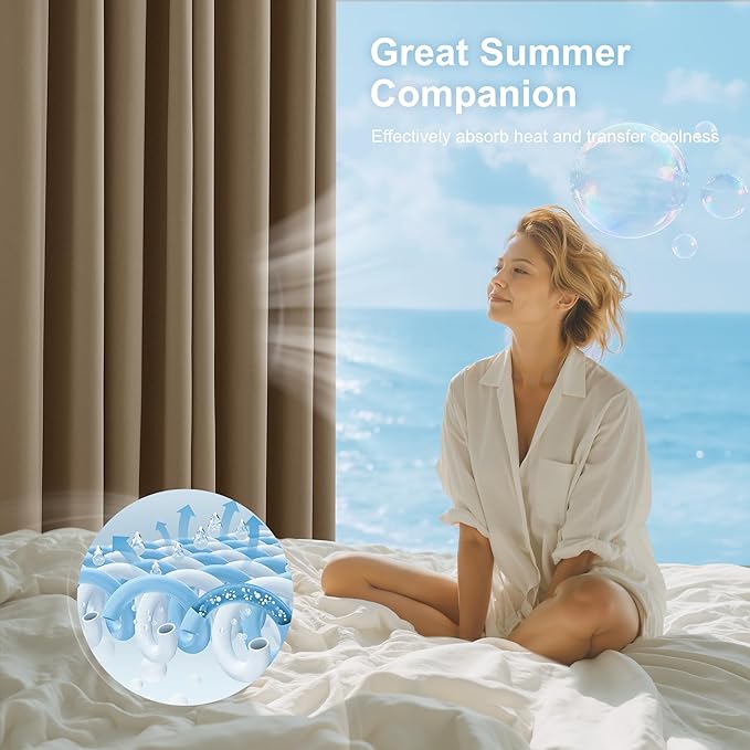 NICETOWN 100% Blackout Curtains 96 inches Long for Bedroom - Grommet Privacy Window Treatment Drapery for Cafe Bar Thermal Insulated Curtains for Living Room, 1 Pair, 52" W x 96" L, Khaki