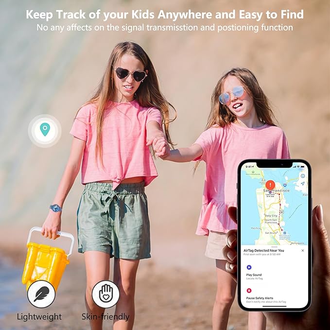 Waterproof Airtag Bracelet Kids,Cute Cartoon Silicone Hidden Airtag Wristband Kids,Anti-Lost Apple Airtag Holder Case for Toddler,Airtag Case Watch Band Tracker for Child-Blue Shark