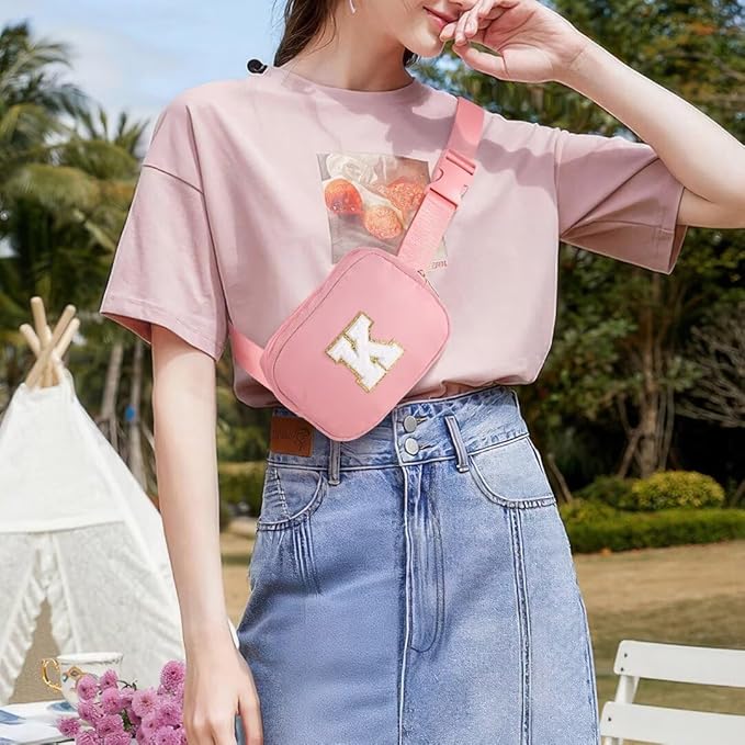 YOOLIFE Birthday Gifts for Women - 30th 40th 50th 60th 70th Birthday Gifts for Mom Daughter Her Friend Sister Girlfriend, Personalized Gifts Christmas Gifts, Initial Belt Bag Crossbody Bags, Pink N