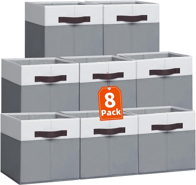 Criusia Storage Cubes for Cube Organizer - 13 inch Fabric Storage Bins for Organizing Clothes Toys Blanket -8 Pack Versatile Storage Baskets for Shelves/Storage and Organization for Bedroom RV Closet