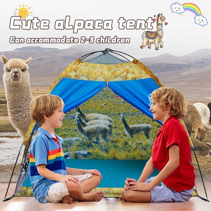 Kids' Alpaca Tent - Fun Pop-Up Playhouse for Boys and Girls - Easy Setup, Indoor/Outdoor Adventure Tent - 47" x 47" x 43"