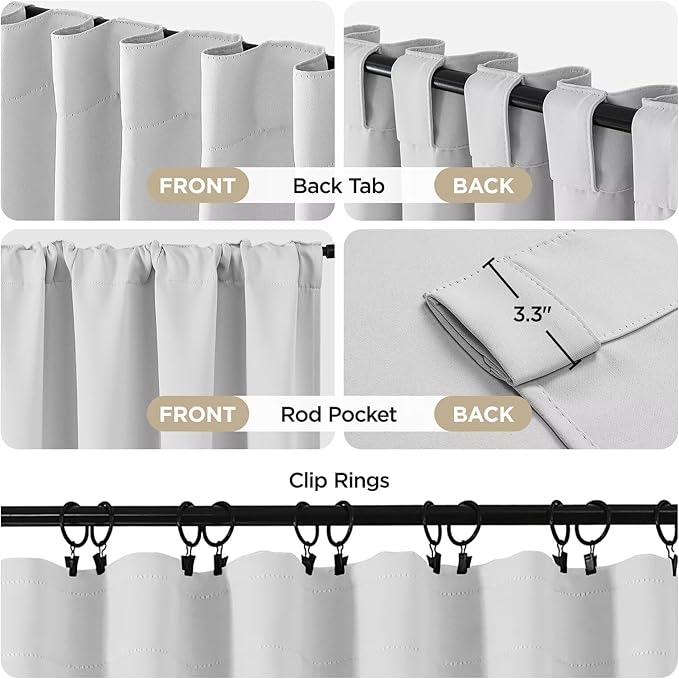 Joydeco 84 Inch 60% Blackout White Curtains 2 Panels,Elegant Soft Sheer Curtains for Bedroom,Thermal Insulated Black Out Drapes for Living Room,Rod Pocket Back Tab Drapes(W52 x L84 Inch,Greyish White)