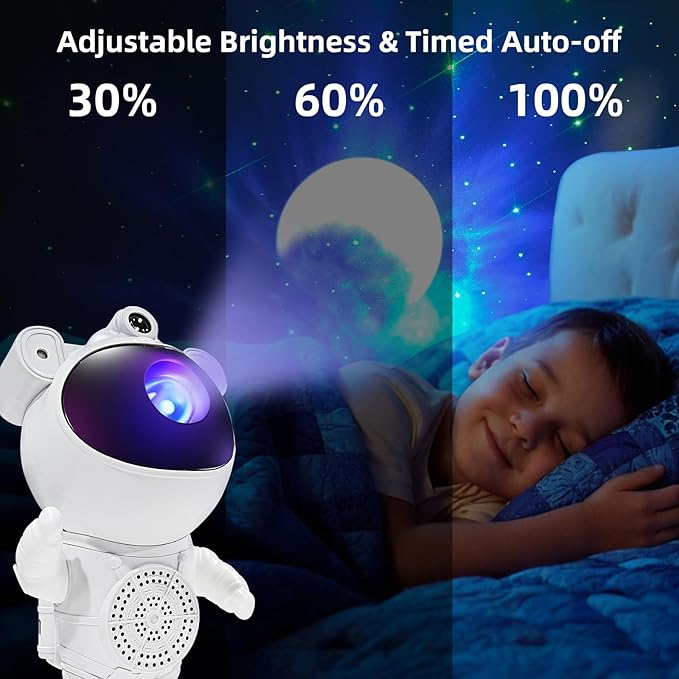 Astronaut Galaxy Projector-Star Projector,Bluetooth Speaker,White Noise, Star and Moon Galaxy Lights for Bedroom with Timer and Remote, Nebula Night Light 360° Adjustable, Starry Space Ceiling Lamp