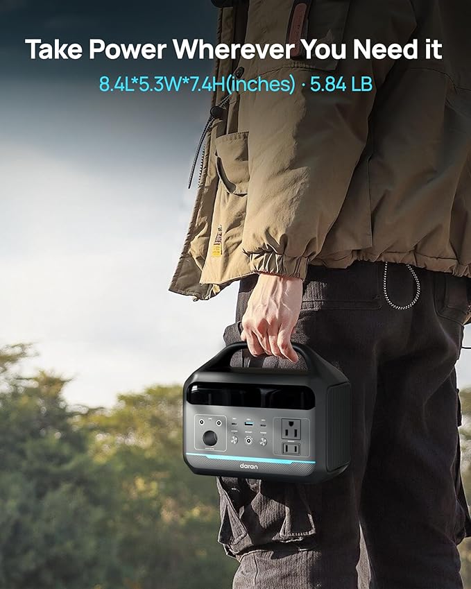DARAN Solar Generator 192Wh with 30W Solar Panel, Portable Power Station 300W (600W Surge), 8 Outputs LiFePO4 Battery, Portable Charger for Camping, Emergency, Outdoor Off-Grid Use
