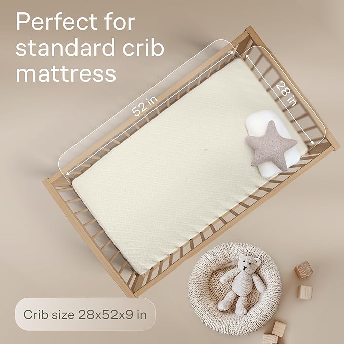 Niagara Crib 2 Pack 100% Waterproof Mattress Protector, Soft Breathable Crib Mattress Protector with Deep Pocket, Mattress Pad for Toddler and Baby (52x28, Beige) - Viscose Made from Bamboo