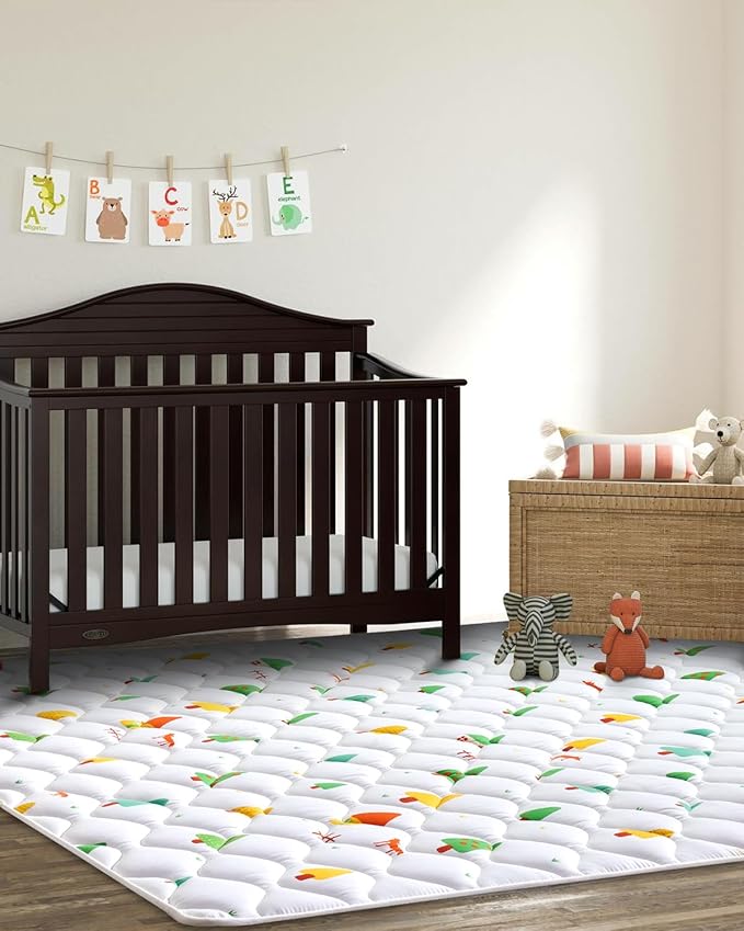 Odorless Premium Foam Baby Play Mat 79" x 63", Soft Microfiber Fabric Crawling Mat for Floor- Comfortable and Hypoallergenic, Non-Slip Cushioned Floor Playpen mat for Infants,Babies,Toddlers