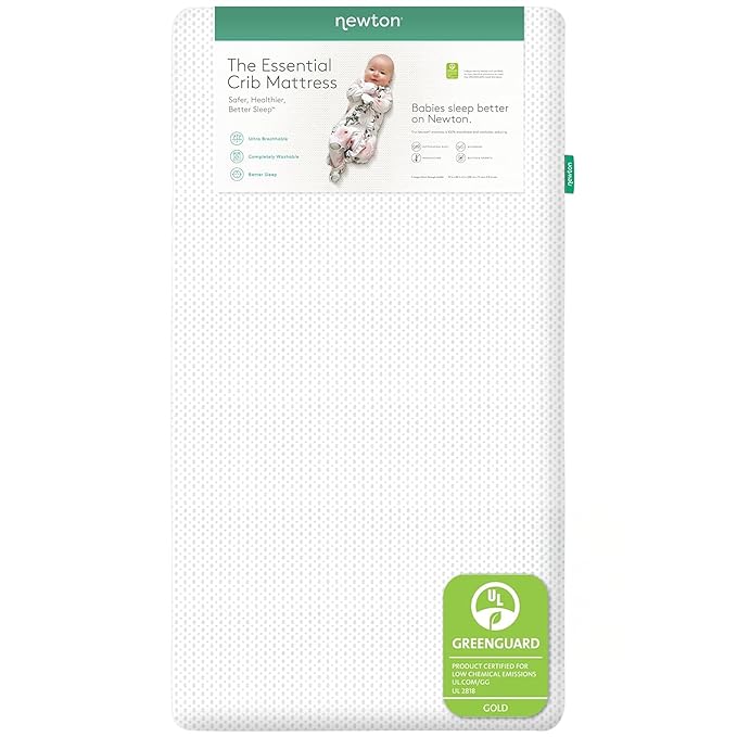 Newton Baby Essential Crib Mattress - Safe, Ultra-Breathable & Machine Washable Infant Crib Mattress, Removable Cover, Thick Cushion - White