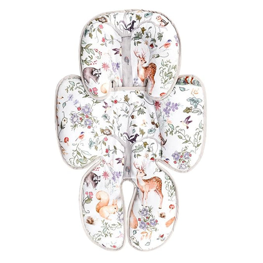 2 in 1 Infant Car Seat Insert, Car Seat Head Support Baby Girls Boys, Soft Newborn Carseat Insert Cushion, Perfect for Carseats, Strollers, Swings (Gray Animals)