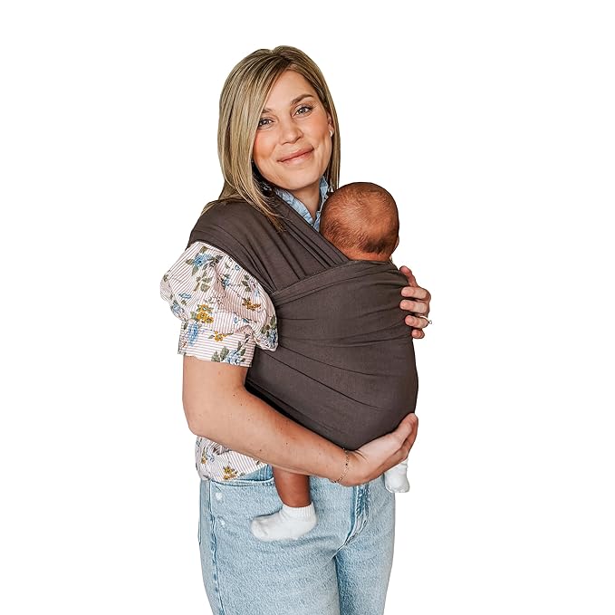 Moby - Classic Baby Wrap Carrier for Newborns & Infants, Hands-Free Newborn Wrap Swaddle Holder - Hickory