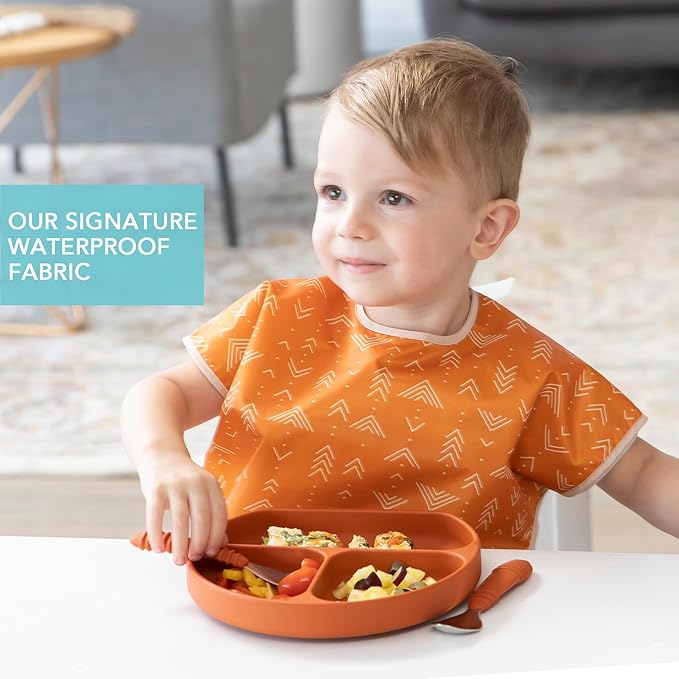 Bumkins Bibs - Toddler Bibs, Waterproof, Large for 1-3 Years, Short Sleeve