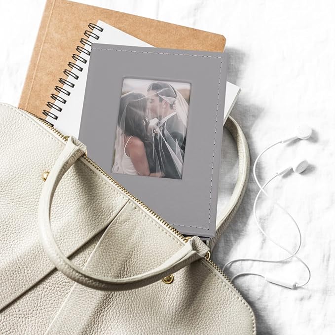 RECUTMS 100 Pocket 4x6 Small Photo Album - Vertical Wedding, Family, Baby, Anniversary, Graduation Picture Book - Travel Albums (Grey)