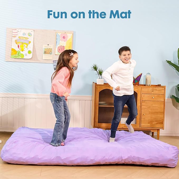 Bmag Giant Bean Bag Chair for Adults, 6FT Bean Bag Chair Convertible Bean Bag Pad, Large Chairs with Memory Foam Filler, Removable Washable Cover for Living Room Bedroom Office - Purple