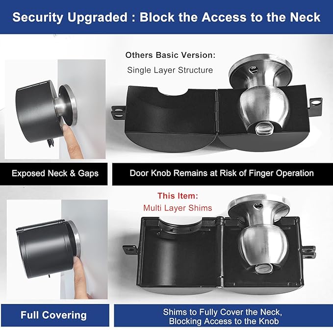 Door Knob Locking Cover with Padlock, Heavy Duty All Metal Version, Adjustable Design, Lockout Device to Disable Doorknob, Prevents Turning & Block Keyhole Access, Safety for Child/Elderly