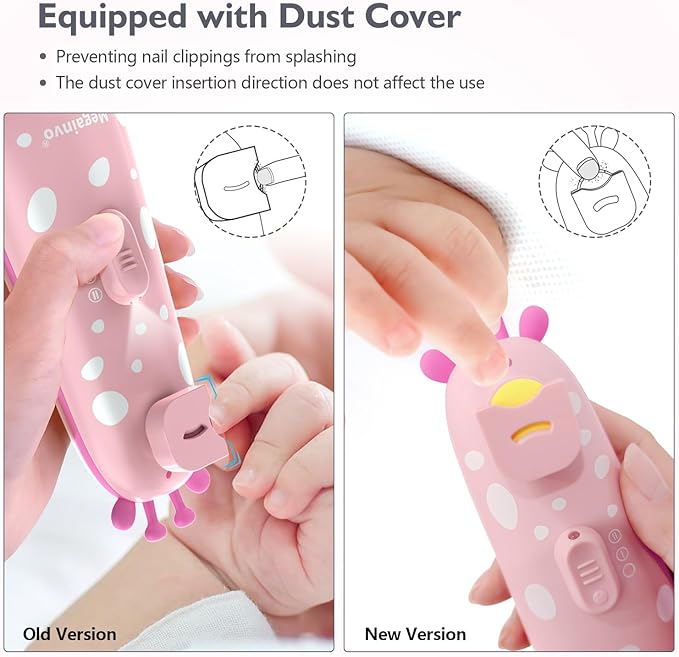 Baby Nail Trimmer Electric Baby Nail File Safe Baby Nail Clippers with Light 10 Grinding Heads Queit Baby Nail Polish Grooming Kit for Newborn Infant Toddler Toes Fingernails Care, Pink