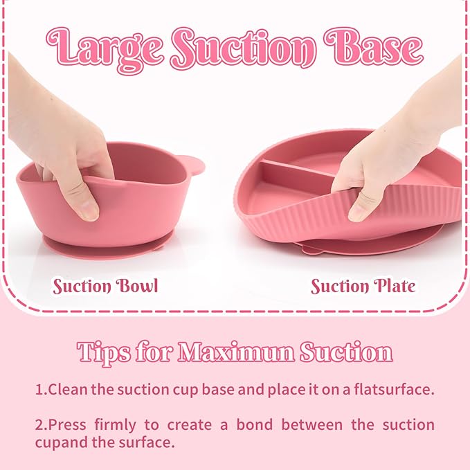 Silicone Baby Feeding Set 10 Pcs, Baby Led Weaning Supplies, Baby Feeding Supplies Set BPA Free, Baby Essentials for Newborn Gift Red