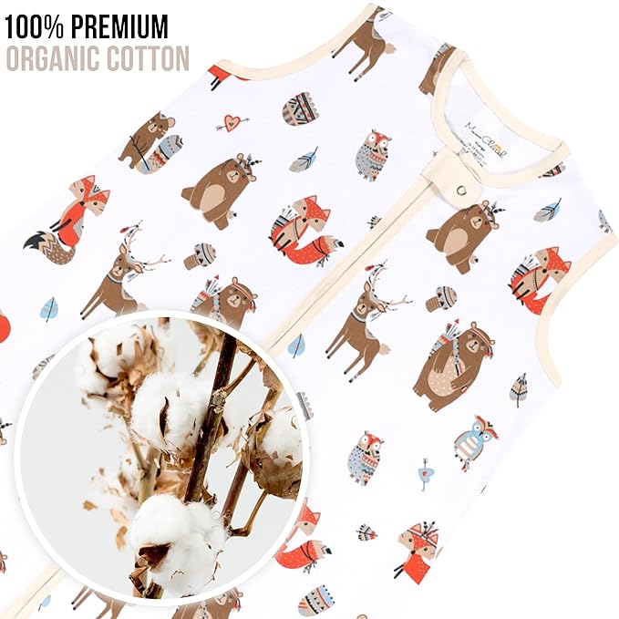 Mama Cheetah Baby Sleep Sack 0.5 TOG, Organic Cotton Baby Wearable Blanket with Two-Way Zipper, Swaddle Transition Baby Sleeping Bag for Newborn Infant Toddler Boy Girl, 6-12 Months