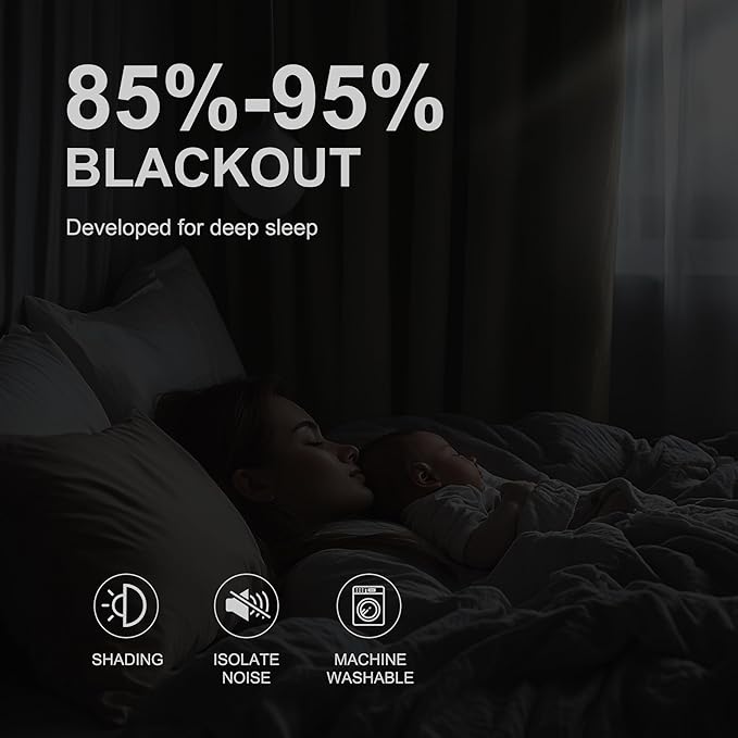 NICETOWN Grommet Blackout Curtains for Bedroom and Living Room - 2 Panels Set Thermal Insulated Smart Room Darkening Plylux Curtains for Nursery Window Cover (Snad, 52 x 84 Inch Long)