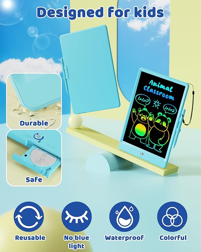 UCIDCI LCD Writing Tablet 10inch Doodle Board - Colorful Screen Electronic Toddler Drawing Tablet Drawing Pad, Educational Learning Toddler Toys for 3 4 5 6 7 8 Year Old Kids Girls Boys