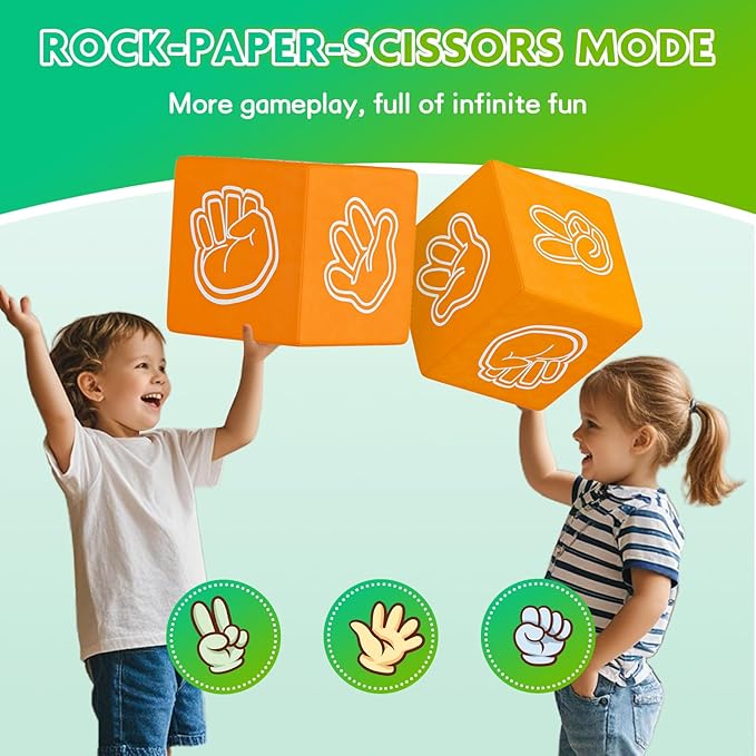 UMOMO Multi Form Combination Transformation 6 PCS Foam Climbing Blocks Gift for Children, Dice & Rock-Paper-Scissors Mode, Colorful Modular Climb Activity Play Set Toy for Toddlers Preschool Playroom