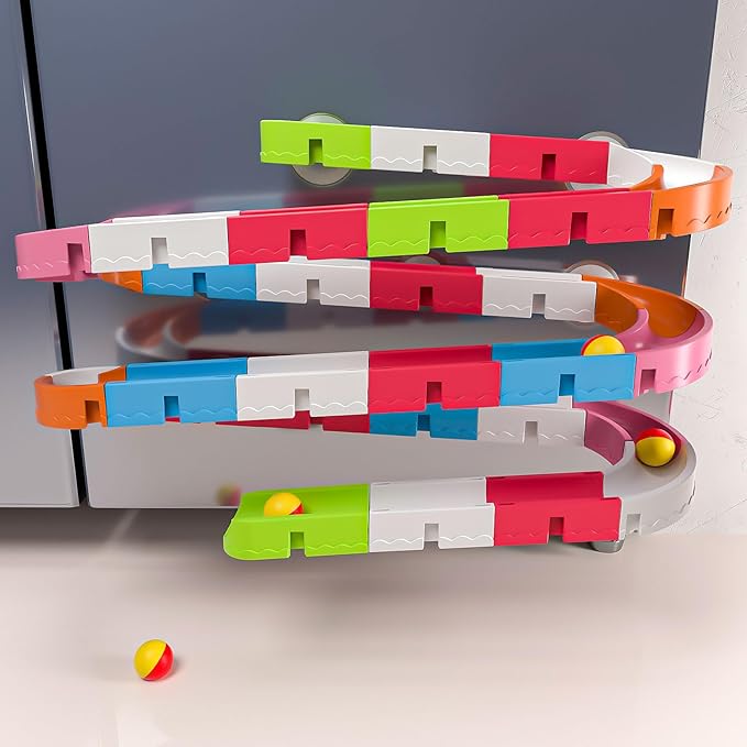 Baby Bath Toys for Toddler 1-3 3-5, Bathtub Shower Building Duck Toy, 43 PCS Slide Blocks Marble Run Toys for Kids 1 2 3 4 5 Years Old Toddler Boys and Girls