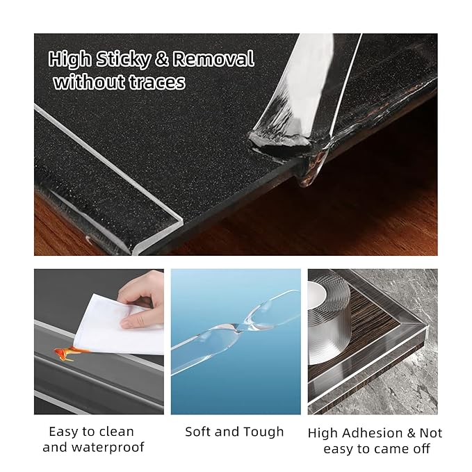 2Pack Baby Proofing Edge Protector for Baby,2in x 9.84Ft,Clear Edge Protector Strip Sharp Edge Wrap Cover Tape,Corner Bumpers for Furniture,Crib Rail Covers for Teething