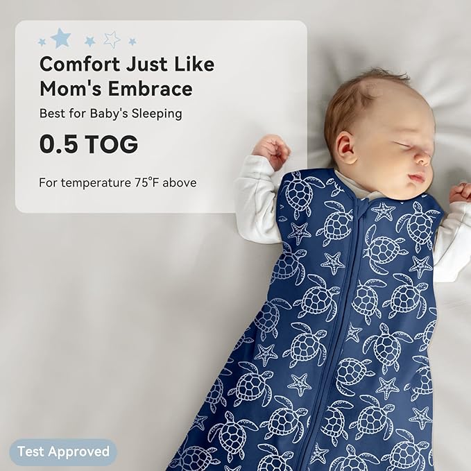 Baby Sleep Sack 18-24 Months 0.5 Tog Wearable Blanket Baby, 3 Pack 100% Cotton Lightweight Sleeping Sack with 2-Way Zipper for Infant Toddler Shark