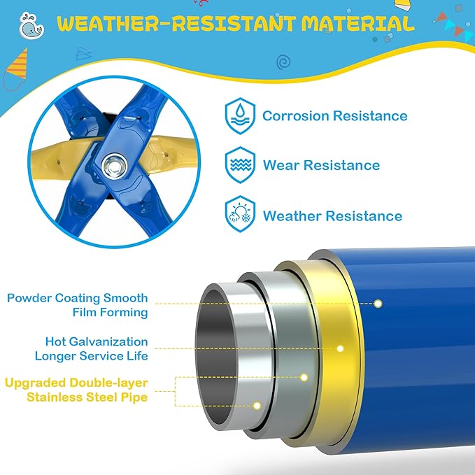 Climbing Dome, 6FT Geometric Dome Climber for Kids, Kids Indoor Outdoor Jungle Gym Supports 600lbs, Easy Assembly Playground Jungle Gym Backyard Play Equipment, Yellow+Blue