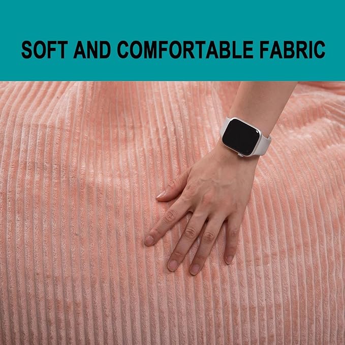 2 Pcs Classic Bean Bag Chair, with Faux Rabbit Fur Cover for Teens and Kids, Memory Foam Bean Bag Chairs, Ultra Soft Faux Fur Fabric, 2.5 feet Round Fluffy Bean Bag Sofa