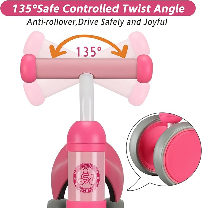 Baby Balance Bike Toys for 12-36 Months Kids Toy Boy and Girls Gifts Toddler Best First Birthday Gift Children Walker No Pedal Infant 4 Wheels Bicycle (Classic, Rose Red)