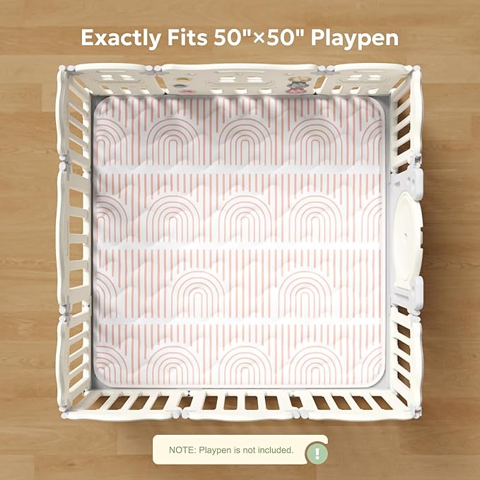 Mallify Baby Play Mat 50"x50", Non-Slip Baby Mat for Floor, Soft Thicker Playpen Mat, Portable Playmat, Crawling Mat for Infants, Babies, Toddlers, Activity Mat, Pink