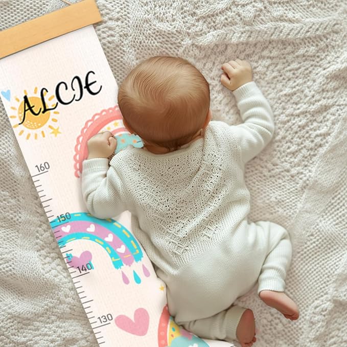 Personalized Name Height Chart for Kids, Rainbow Height Measurement for Wall, Child Height Measure Wall Chart Bedroom Nursery Wall Decoration, Playroom Essentials, Children's Day Gifts