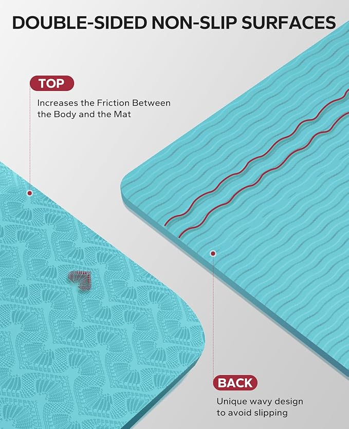 HAPBEAR Extra Large Yoga Mat - 72"x48"/78"x54", 1/4" & 1/3" Thick, Non-Slip, Durable, Eco-Friendly, Wide Exercise Mat for Home Workouts, Yoga, Pilates, Stretching, Meditation (Barefoot Exercise)