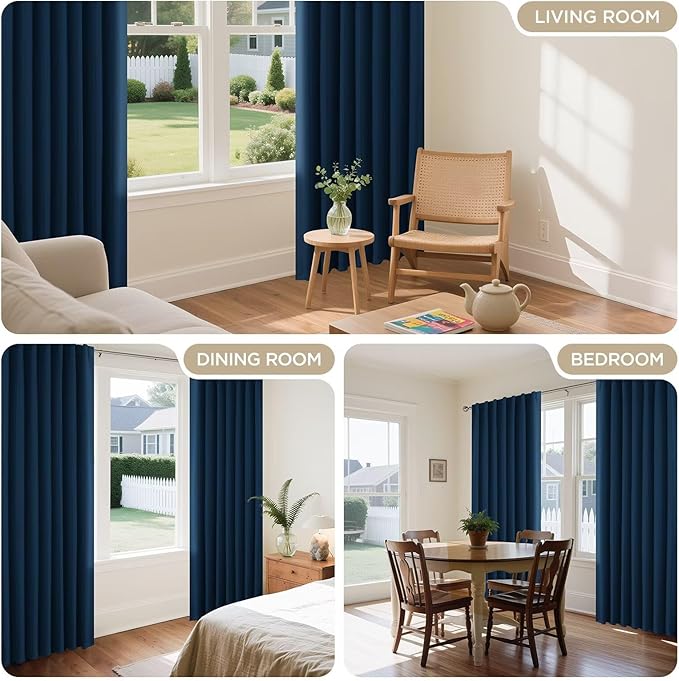 Joydeco Blackout Curtains 84 Inch Length 2 Panels Set, Black Out Curtains for Bedroom, Room Darkening Drapes for Living Room Window (W37 x L84 Inch, Navy Blue)