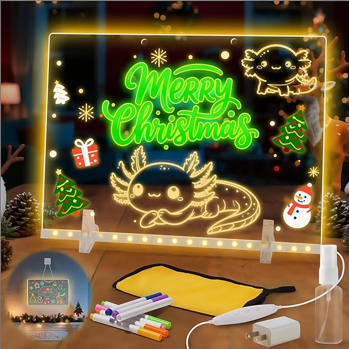 Lumiboard LED Drawing Board,Cosmody Light Up Drawing Board,Led Doodle Board for Kids,Christmas Party Favor Gifts Christmas Stocking Stuffers(13.7"*10")