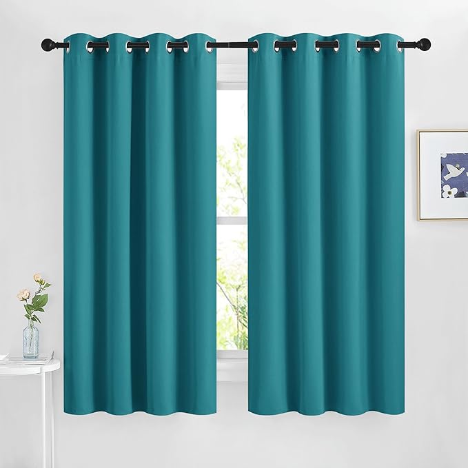 NICETOWN Peacock Teal Blackout Nursery Curtains, Grommet Thermal Curtains & Drapes Room Darkening Window Treatment Sound Reducing for Bedroom, 2 Panels, W46 x L63