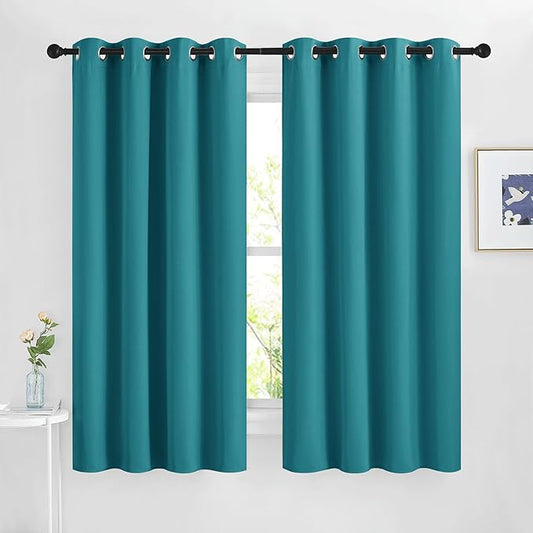 NICETOWN Peacock Teal Blackout Nursery Curtains, Grommet Thermal Curtains & Drapes Room Darkening Window Treatment Sound Reducing for Bedroom, 2 Panels, W46 x L63