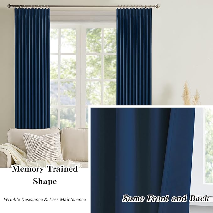 Extra Wide Width Patio Sliding Door Curtains 90 Inces Long 2 Panels, Vertical Blinds for Dining Room with Pinch Pleat Room Divider Curtain Drapes for Living Room French Door(100 x 90 inch Long)
