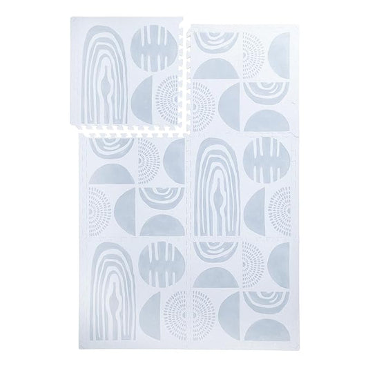 PopsyKosy Premium Exercise & Baby Foam Play Mats - Stylish & Large Non-Toxic Odorless Floor Mat - 6 Tiles - Spacious 6ft x 4ft - Peel-Resistant Reinforced Ver.- Soft, Thick, Waterproof - Foggy Gray