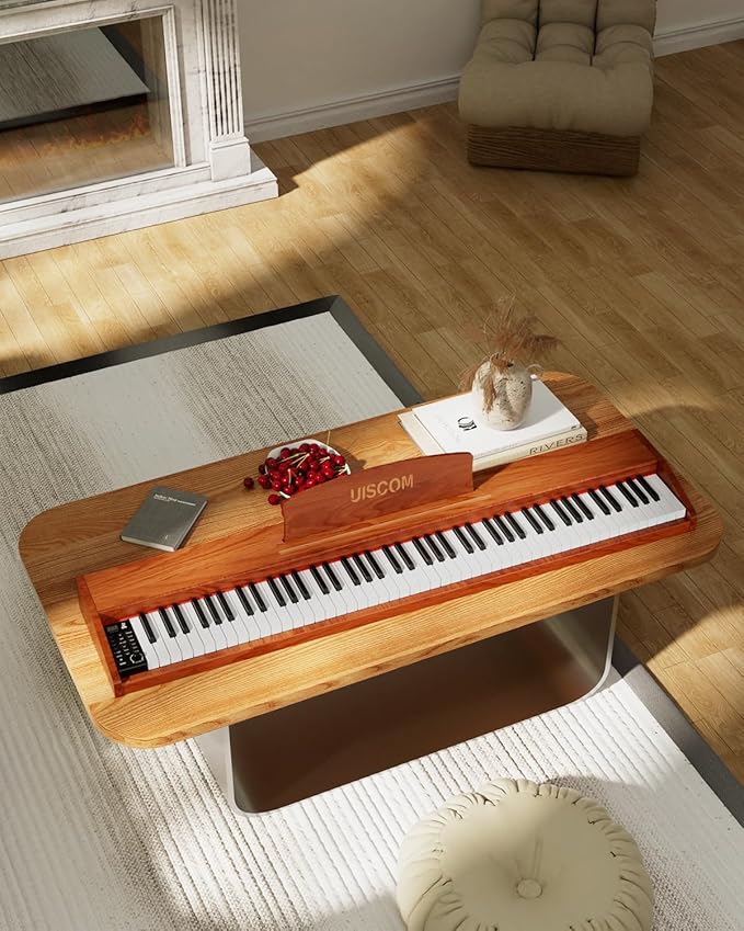 88 Key Digital Piano Keyboard for Beginners - Full Size Semi Weighted Wooden Electric Piano Set with Stand, Triple Pedal, Headphone,Carry Bag - Supports USB-MIDI Connecting (Wood Grain Brown)