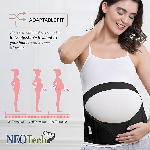 NeoTech Care Pregnancy Support Maternity Belt, Waist/Back/Abdomen Band, Belly Brace (Size XL, Black Color)