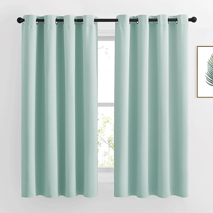 NICETOWN Aqua Blue Room Darkening Curtains - Window Treatment Thermal Insulated Grommet Room Darkening Curtains/Drapes for Bedroom (2 Panels, W52 x L63, Aqua)